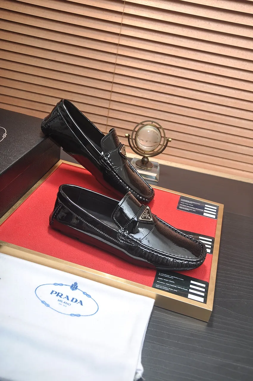 Men's Men's Shoes💰420💶【PRADA】 (High-end Niuli) New 🍀PRADA - Prada Doudou Shoes! Made of imported original cowhide, the inner top layer is comfortable cowhide lining! Original wear-resistant rubber outsole! High quality products! Code number 38-45 (45 customized)